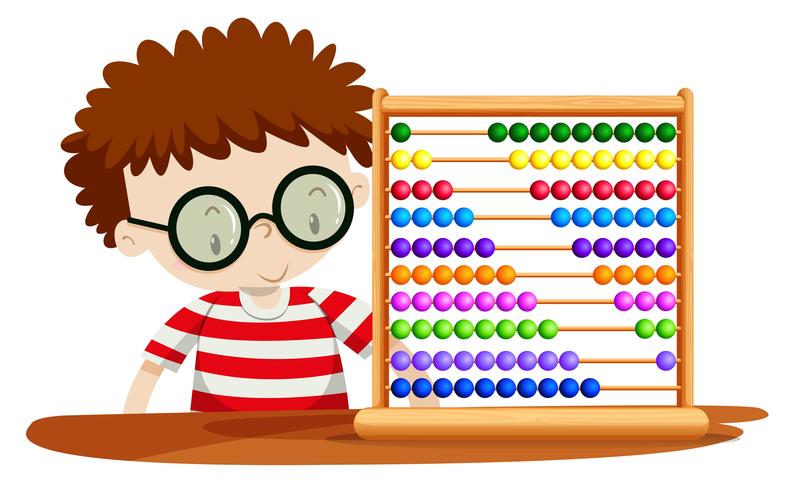 Boy playing with abacus vector