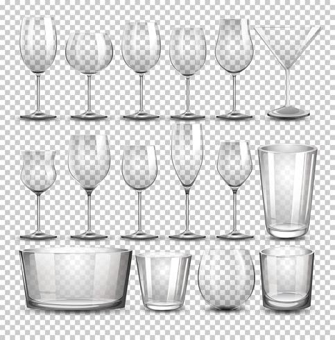 A set of transparent glass vector