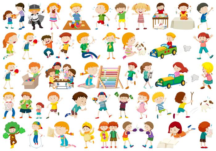 Gran conjunto de niños vector