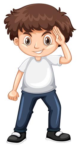 Un personaje de niño sobre fondo blanco vector