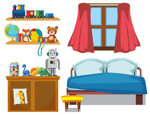 Set of bedroom element vector