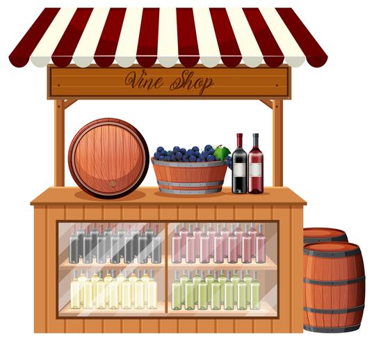 Un puesto de tienda de vinos. vector