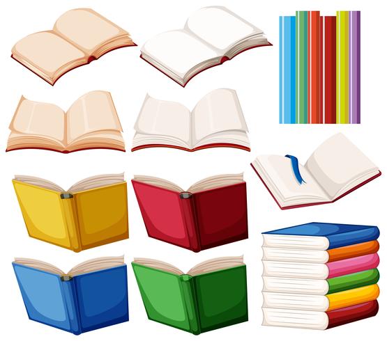 Set of book on white background vector