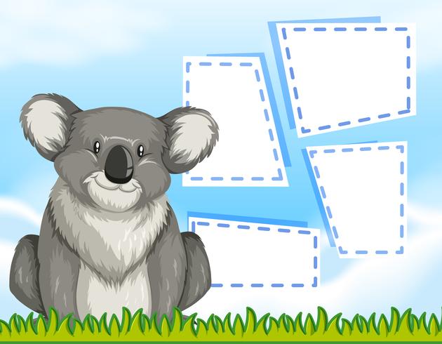 Un koala en plantilla en blanco vector