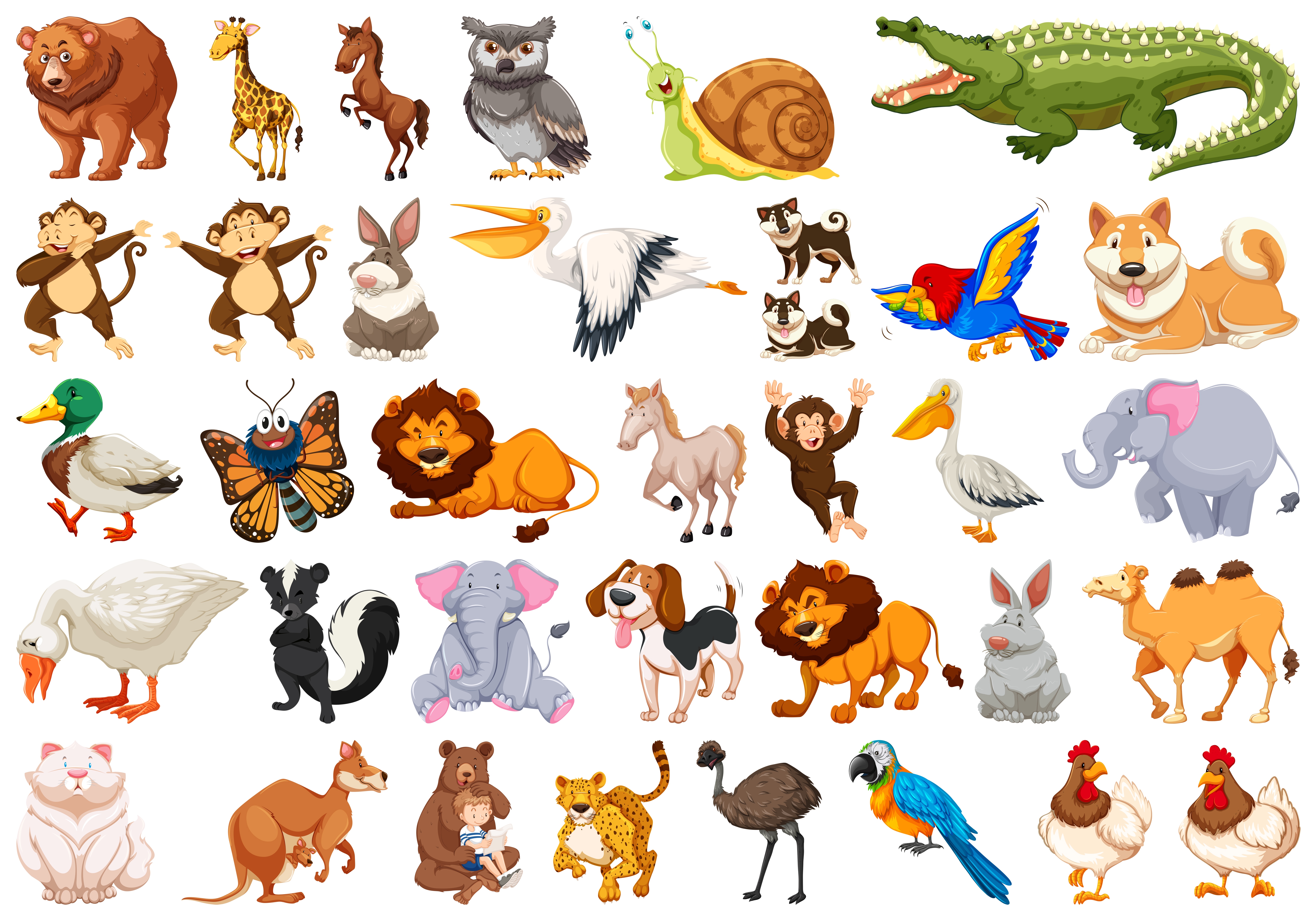 pegatinas de animales conjunto de animales animales de los niños. león,  elefante, mono, cebra, tortuga y jirafa. pegatinas para niños. 13460955  Vector en Vecteezy