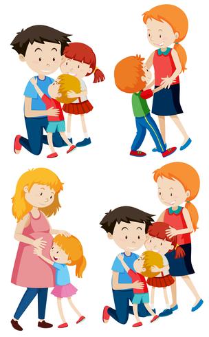 Set of family scenes vector