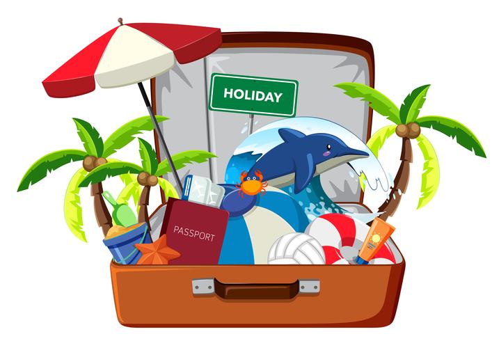 Holiday element in luggage vector