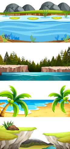 Set of nature landscape vector