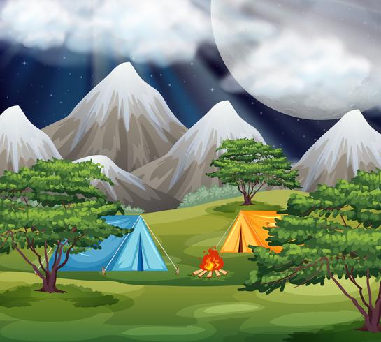 Camping in the park scene vector