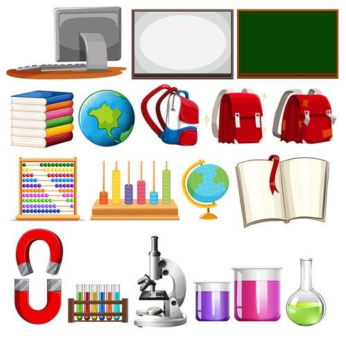 Set of  school learning element vector