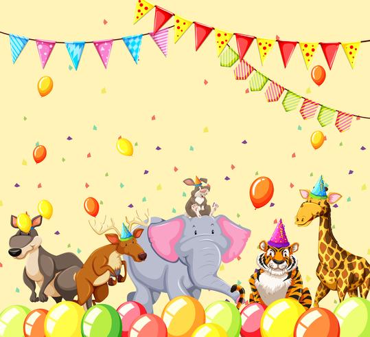 animals in party scene vector