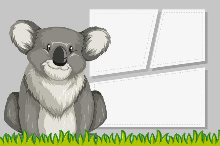 Koala in note template vector