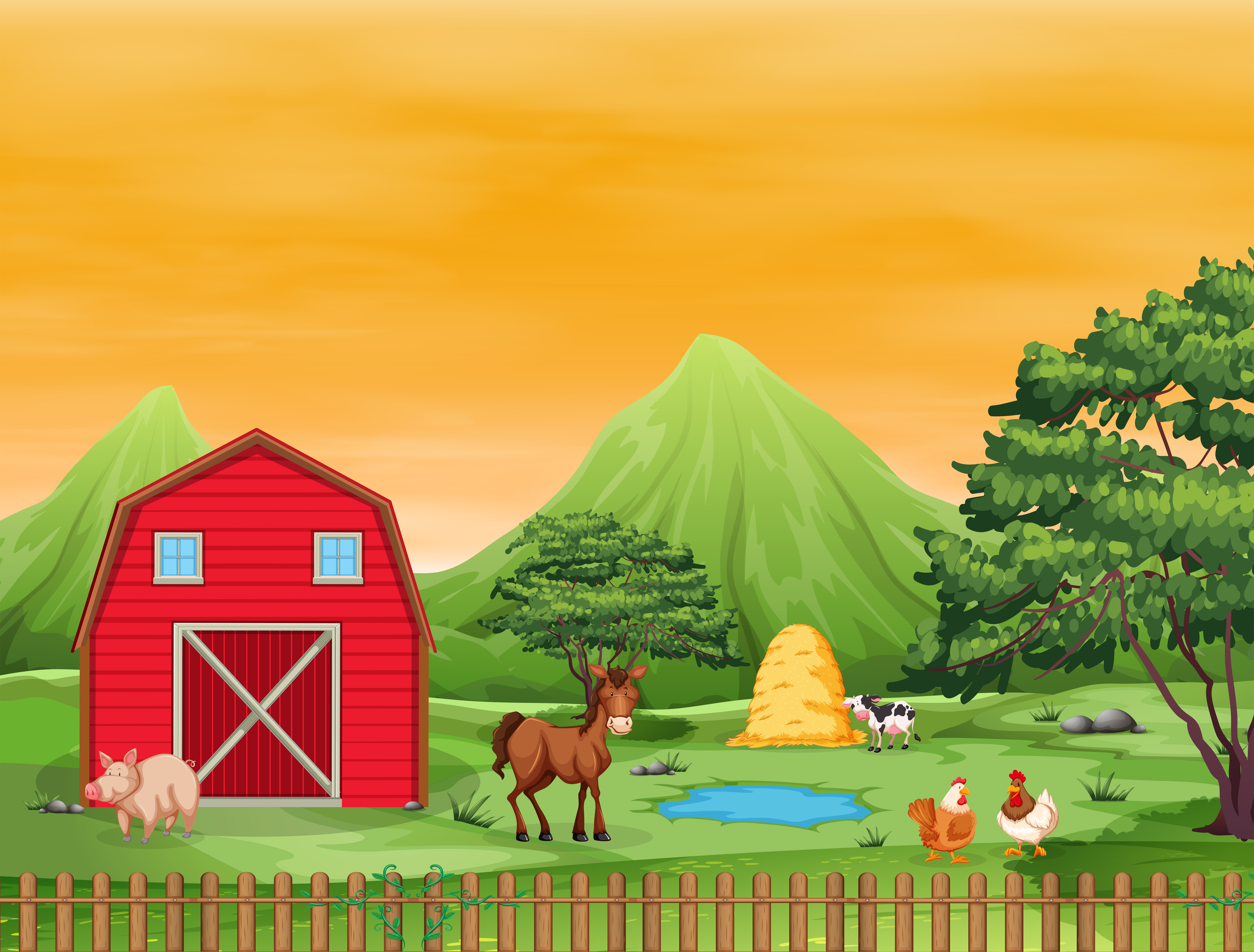 A beautiful farm landscape 474859 Vector Art at Vecteezy