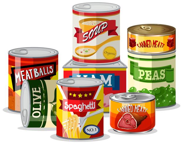 Set of tin food vector