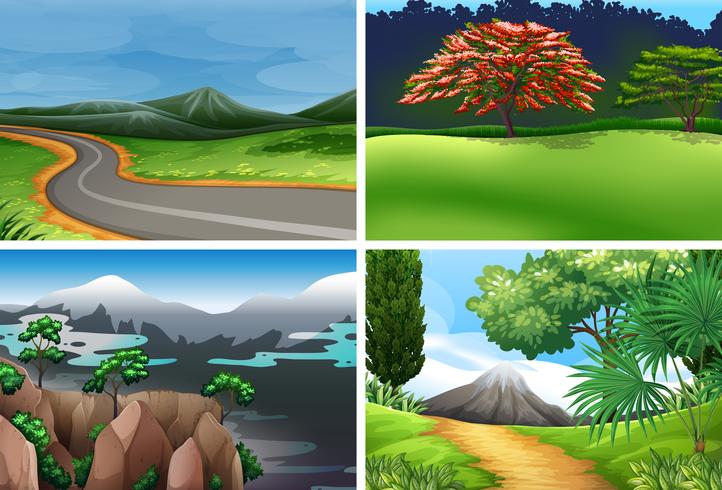 Set of nature landscape vector