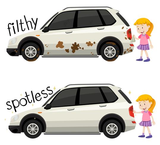 English opposite word filthy and spotless vector