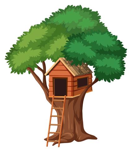 Casa del árbol aislado sobre fondo blanco vector