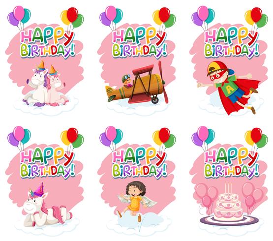 Set of cute birthday icon vector