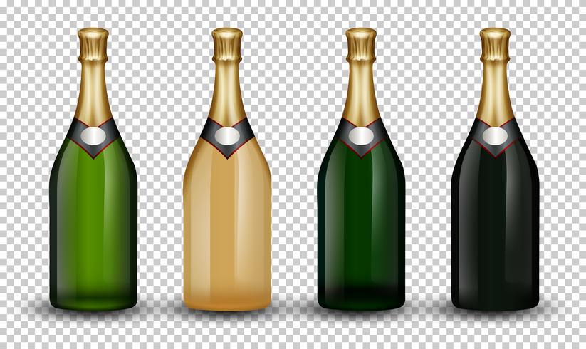 Conjunto de botella de champagne vector