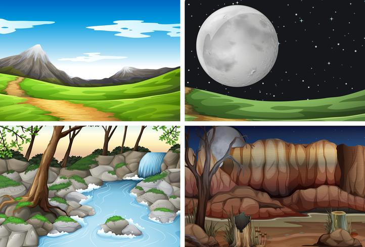 Set of different nature scenes vector