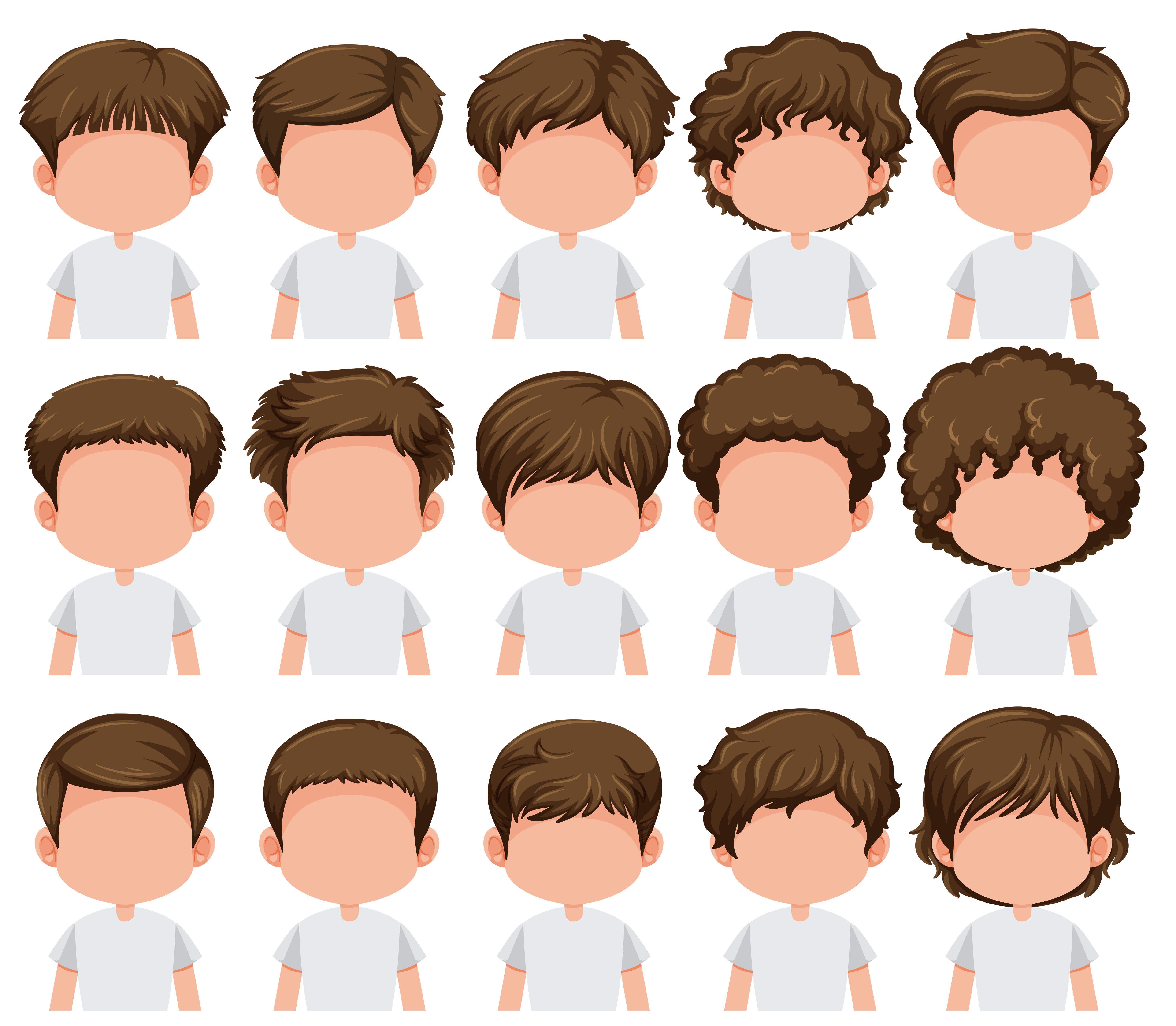 Set of boy different hairstyle 474997 Vector Art at Vecteezy