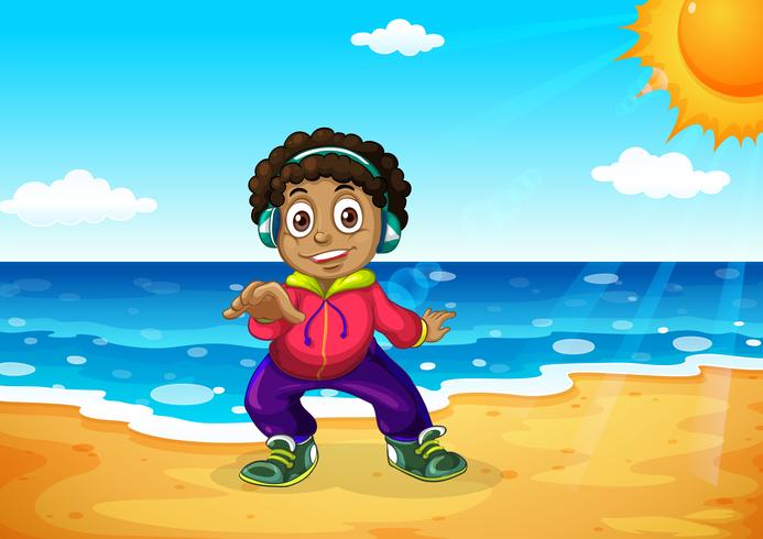 A boy at the beach vector