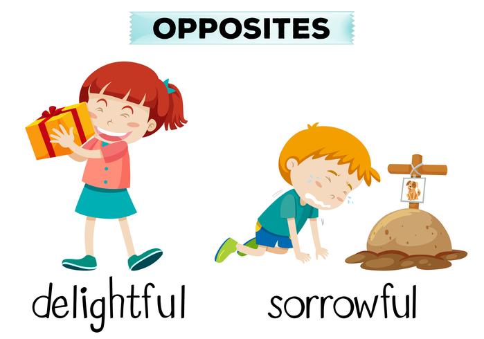 English opposite word of delightful and sorrowful vector