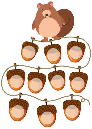 A squirrel and acorn game template vector