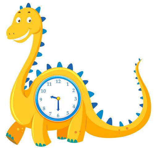 A dinosaur clock on white background vector