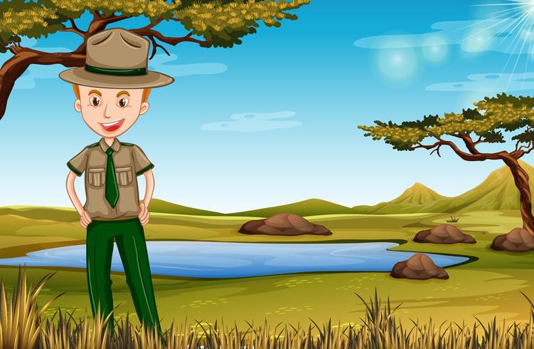 park ranger in african scene vector