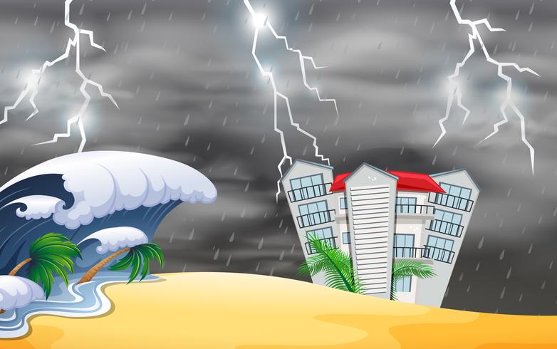 natural disaster near building vector