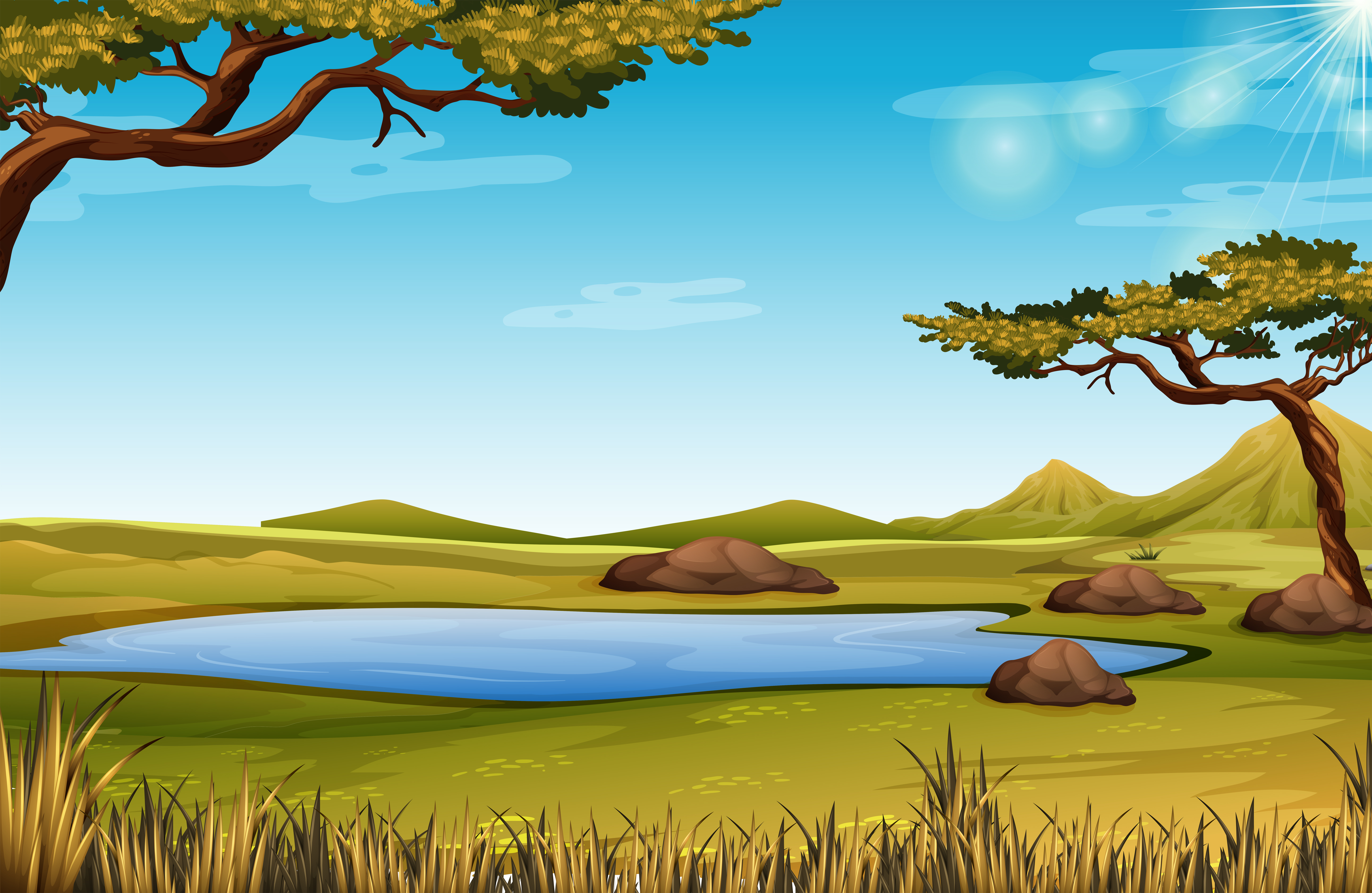 Download A savanna nature scene - Download Free Vectors, Clipart ...