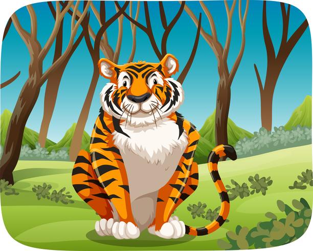 Un tigre en el bosque vector