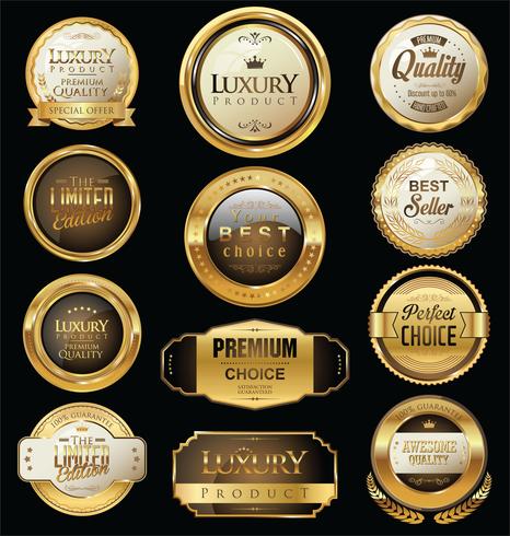 Luxury premium golden badges and labels vector