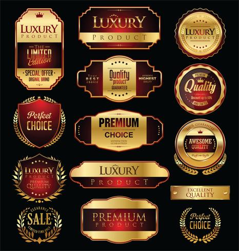 Luxury premium golden badges and labels vector