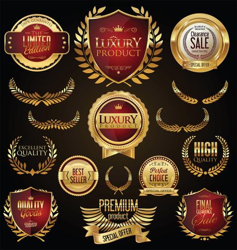 Luxury premium golden badges and labels vector