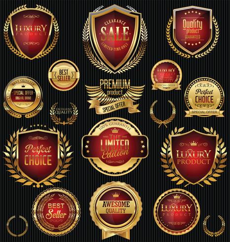 Luxury premium golden badges and labels vector