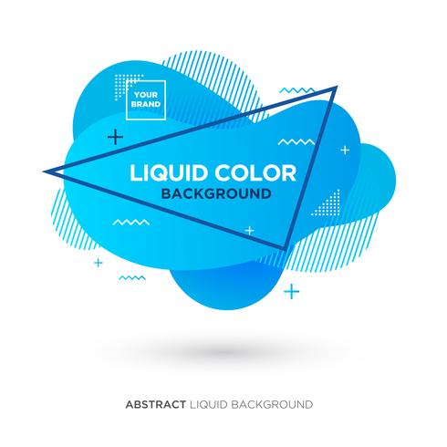 Banner de color azul líquido abstracto con marco de línea y logotipo de colocación de marca vector