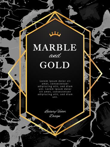 Gold Frame Banner on Black Marble Background vector