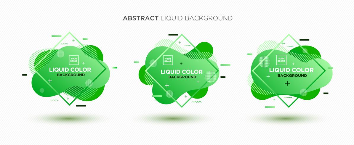 Modern abstract Liquid vector banner set. Flat geometric liquid form with gradient colors  memphis design element. Modern vector template, template for the design of a logo, flyer or presentation.