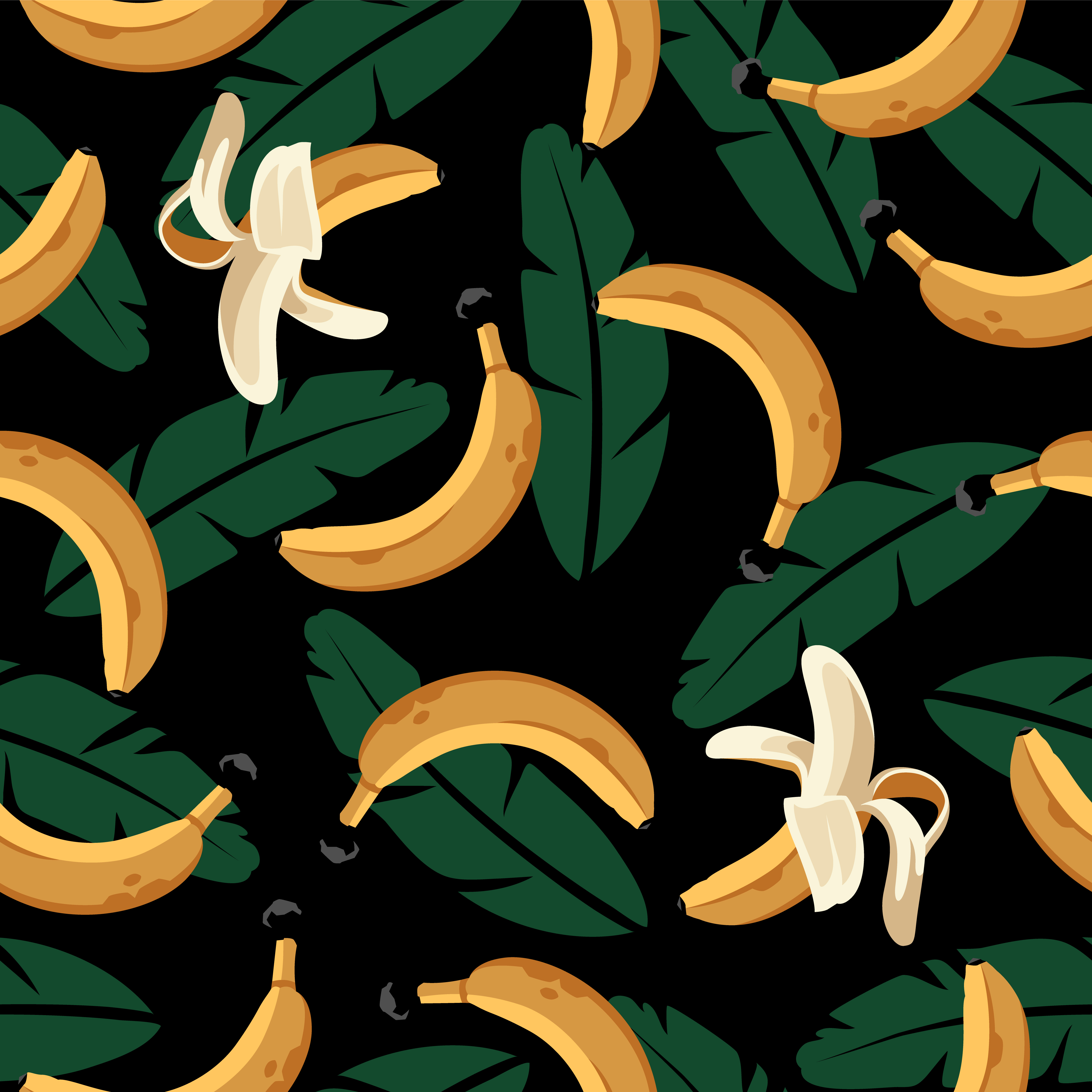 Banana Seamless Pattern with Leaves 475373 Vector Art at Vecteezy