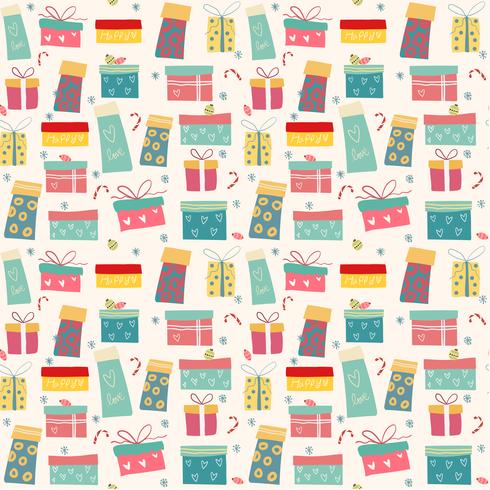 doodle colorful gift boxes pattern seamless vector