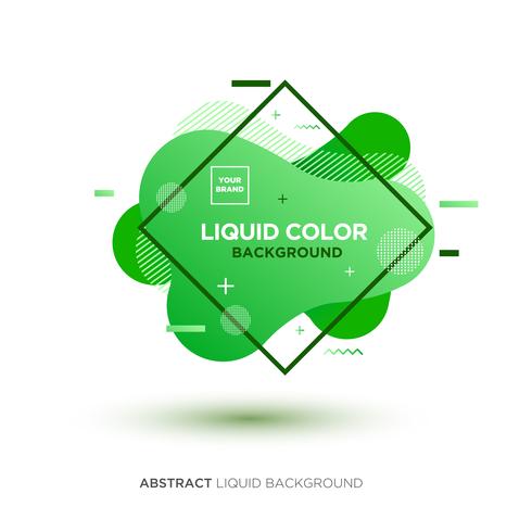 Banner de color verde líquido abstracto con marco de línea y logotipo de colocación de marca vector