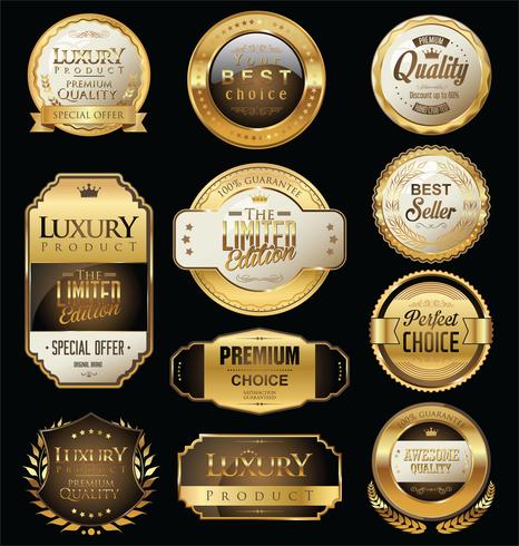 Luxury premium golden badges and labels vector