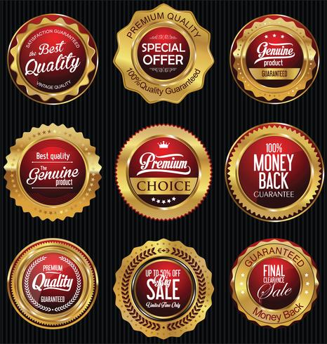 Luxury premium golden badges and labels vector