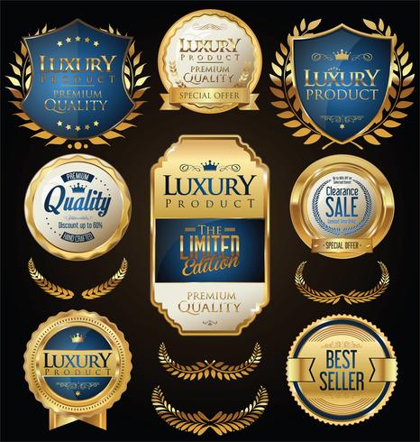 Luxury premium golden badges and labels vector