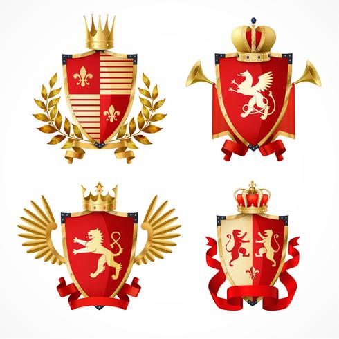 Heraldic Coat Of Arms Set vector