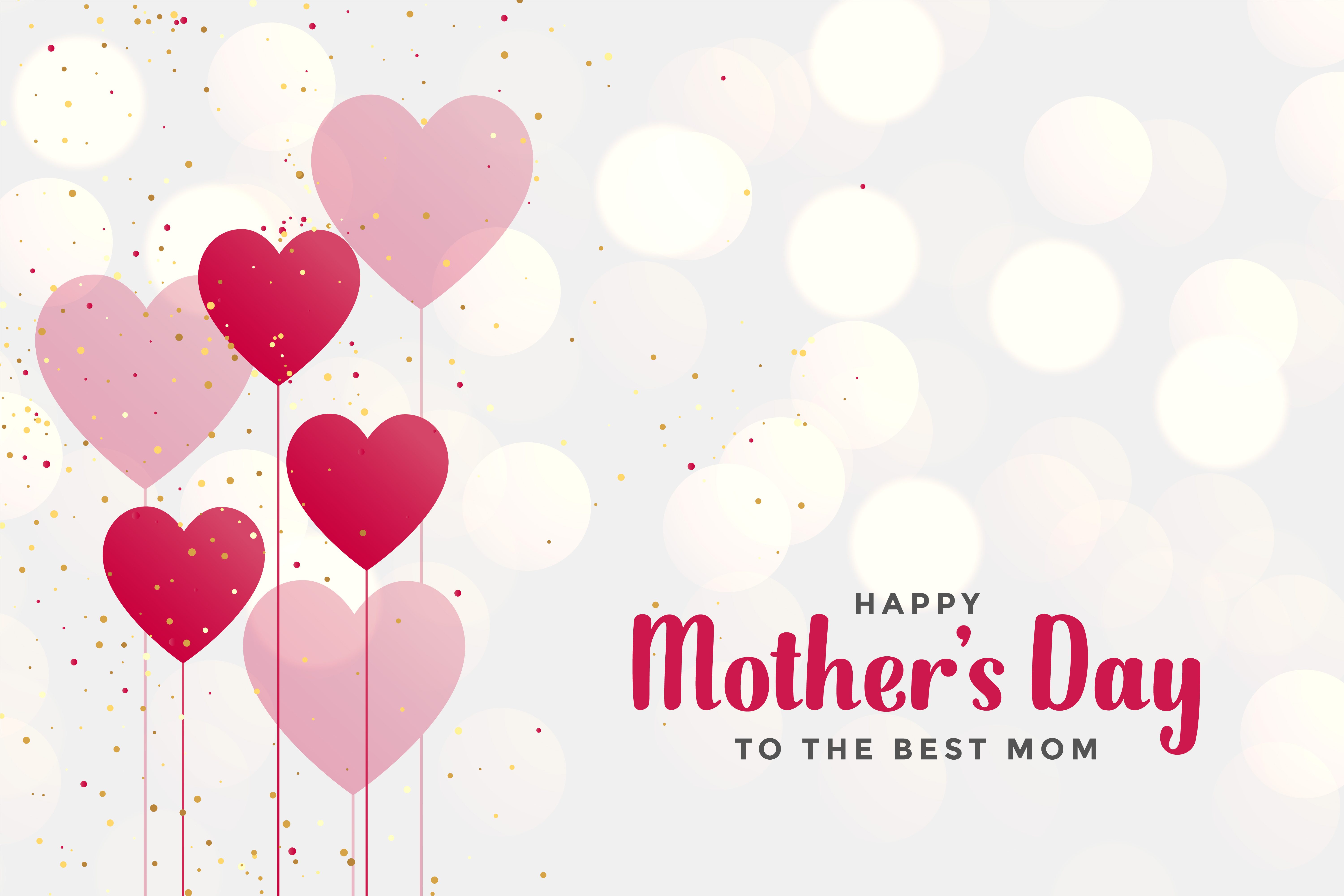 happy mother's day background with heart balloons Download Free