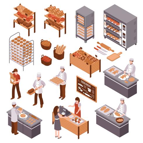 Isometric Bakery Set vector