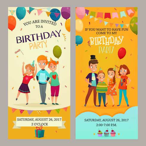 Kids Party Invitation Banners Set vector